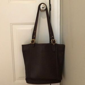 Coach brown leather tote bag